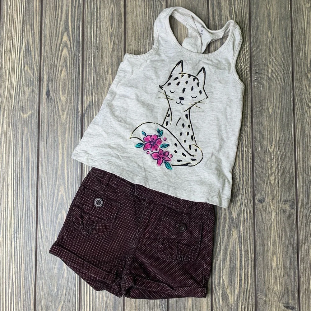 GAP Shorts Girls 2T Brown Bundle Tank Leggings DKNY Jeans Summer Outfit